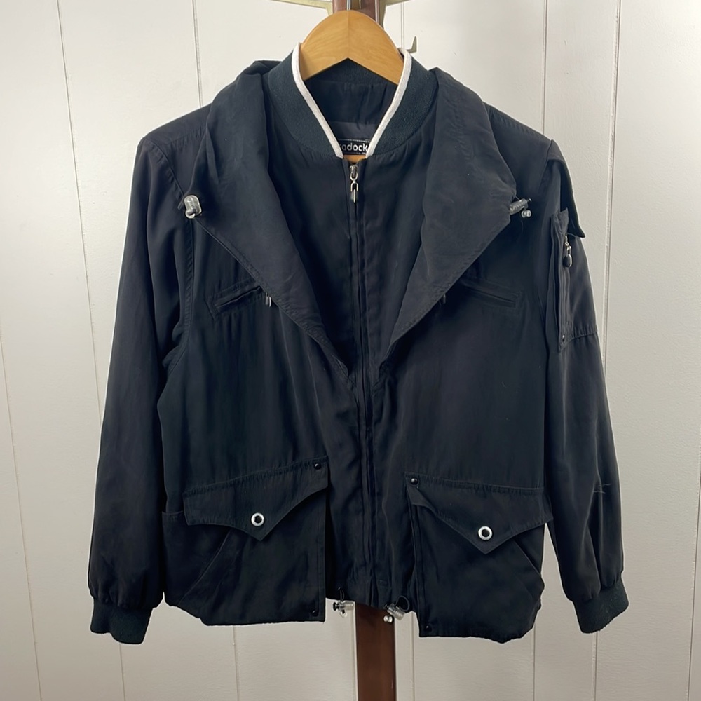 Jamie Sadock Black Full Zip Faux Suede Golf Jacket